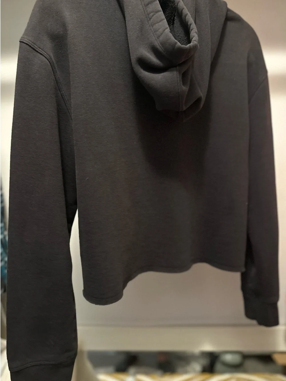 Champion Black Cropped Hoodie with Small Logo - Picture 3 of 4